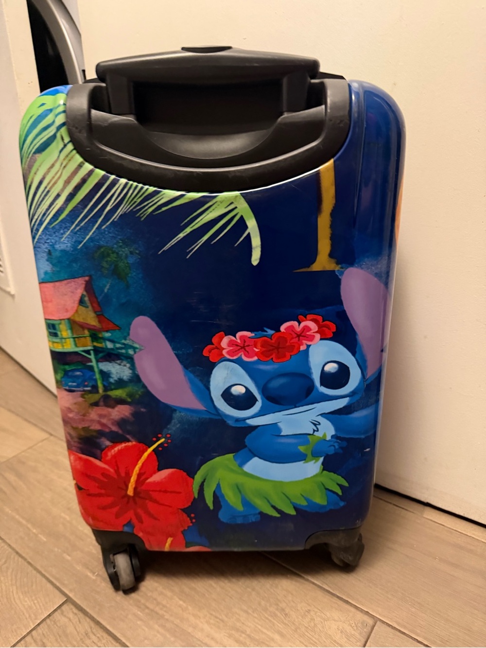 Blue Cartoon Stitch Hard-Shell Carry-On Luggage